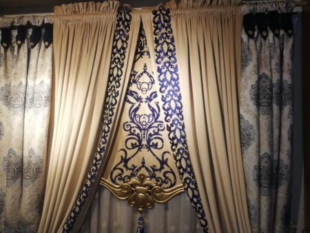 Brown Blue Curtains