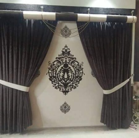 Brown Off white Curtains
