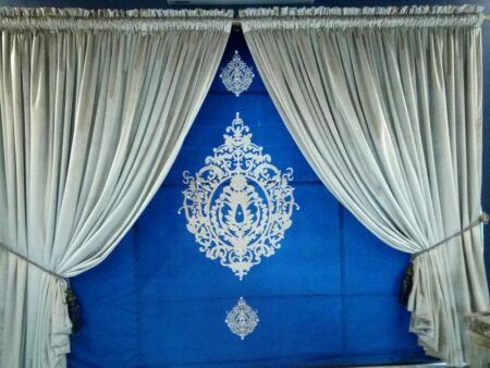 Golden & Blue Background Curtains