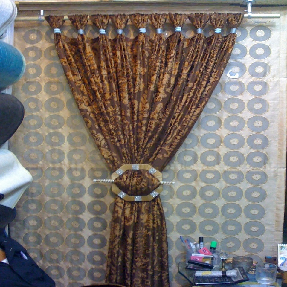 Golden Brown Shiny Curtains Sets