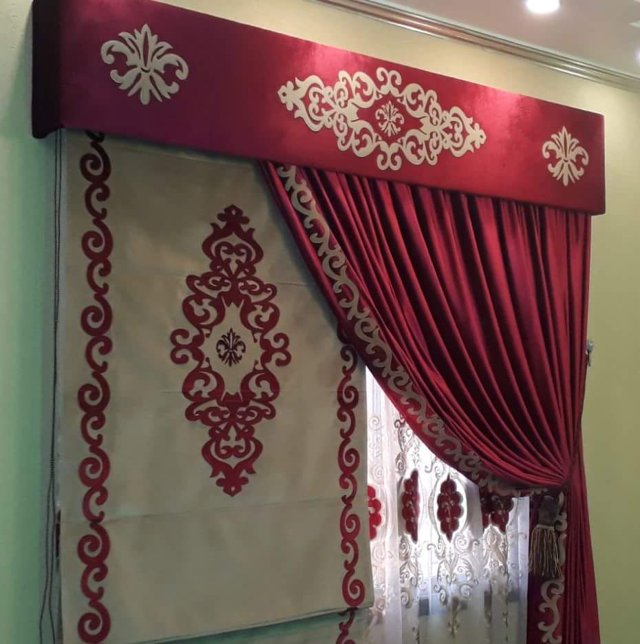 Red Golden Stylish Curtains For Sale In Pakistan