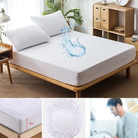 Waterproof Cot Bed Mattress Protector, Queen Bed Mattress Pad