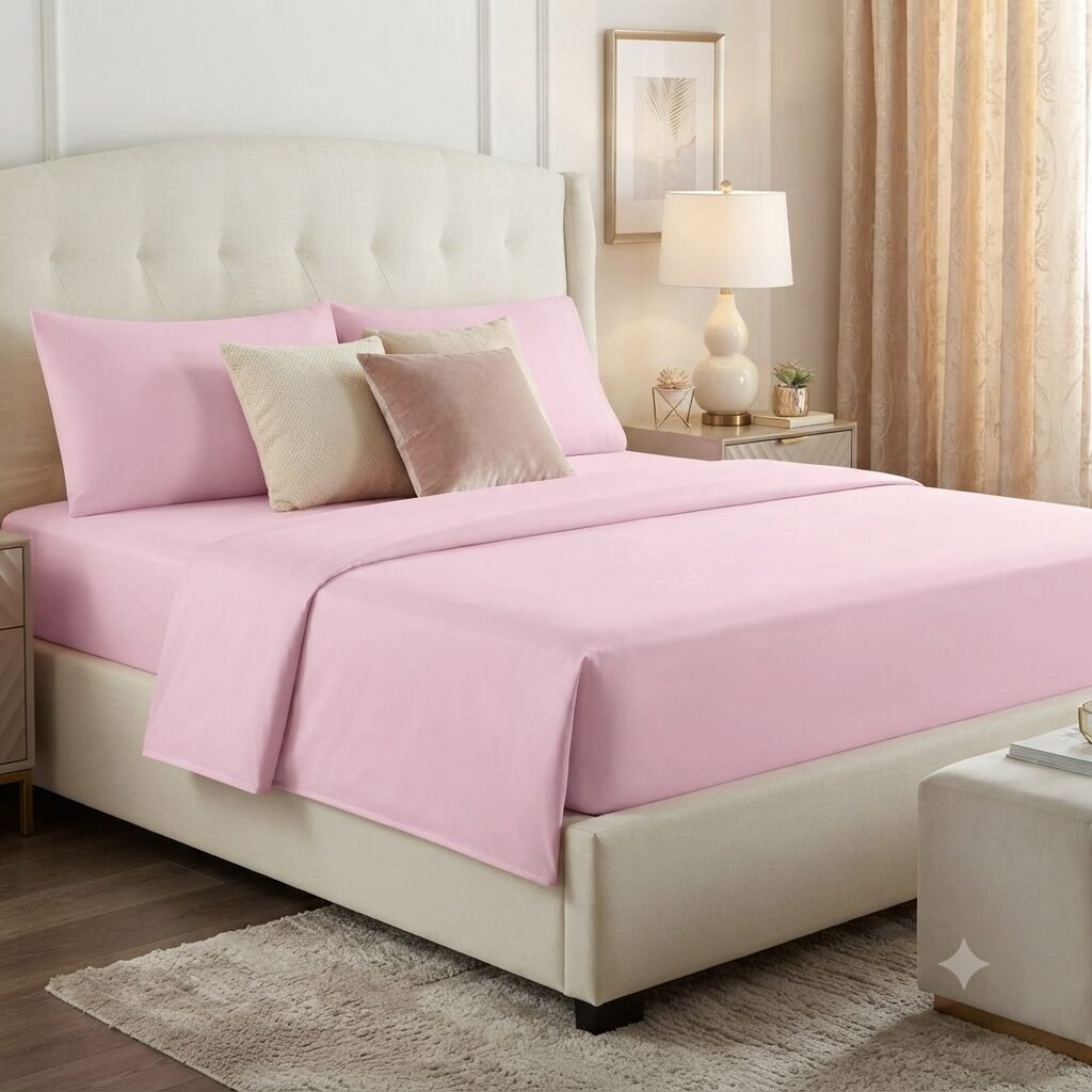 Plain Baby Pink Fitted Bed Sheet Plain Baby Pink Fitted Bed Sheet