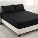 Plain Black Fitted Bed Sheet