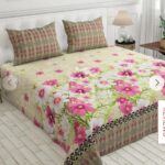 Pink Flowers Printed Comforter Set ( 6 PCS – 8 PCS )