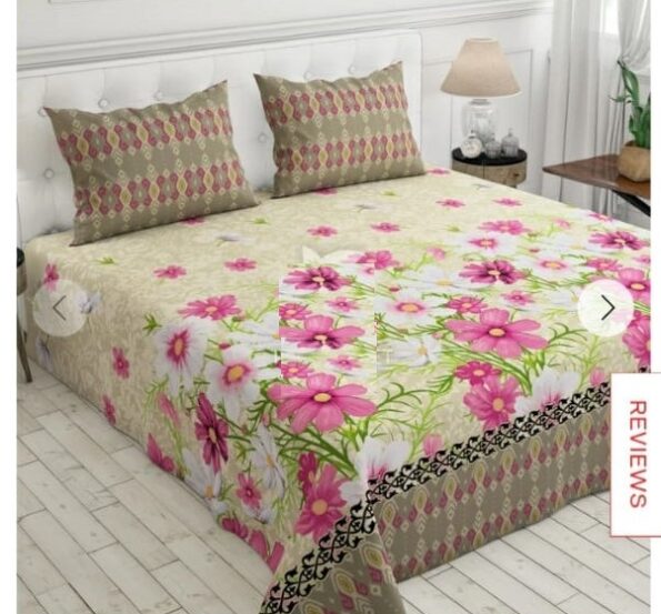 Pink Flowers Printed Comforter Set ( 6 PCS – 8 PCS )