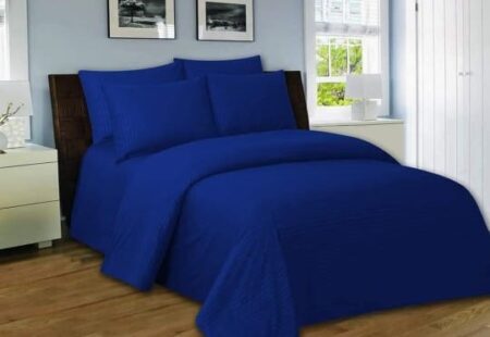 Navy Blue Bed Sheet With 2 Pillows