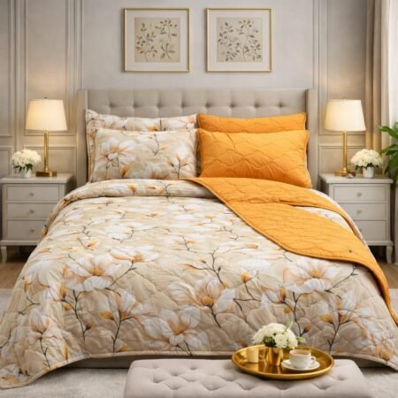 Yellow Printed Comforter Set ( 6 PCS – 8 PCS )