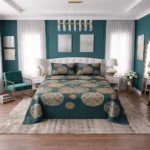 Dark Teal Mandala Printed Bedsheet with Pillow Covers