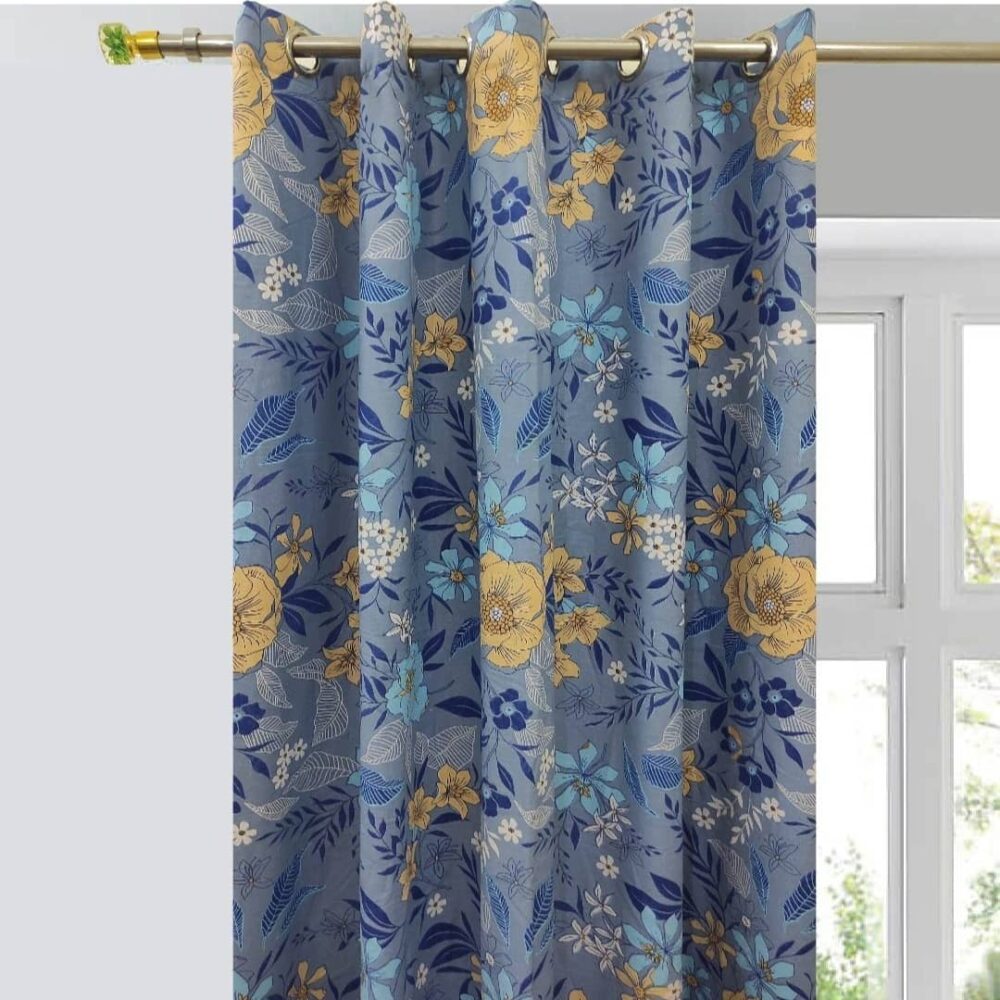 Blue Print Curtains for Window and Door 66 X 90 Inches Each ( Set Of 2 Pieces )