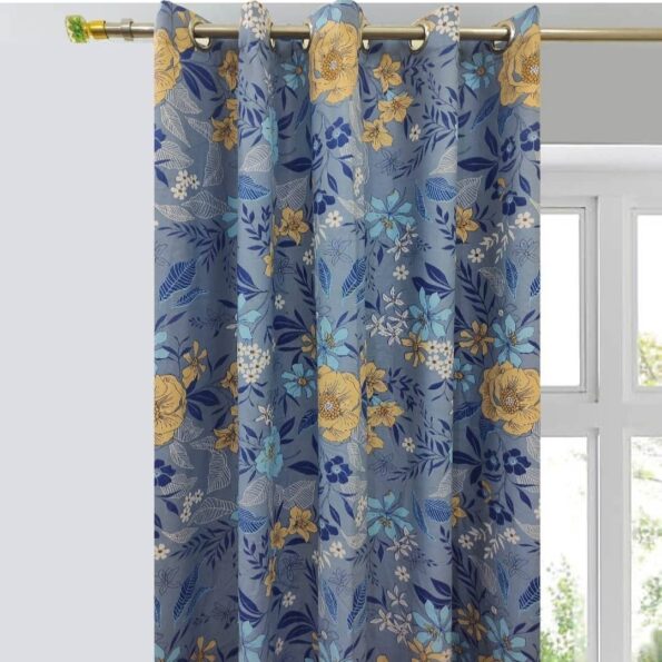 Blue Print Curtains for Window and Door 66 X 90 Inches Each