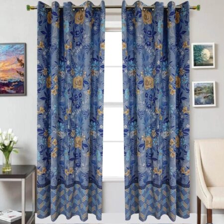 Blue Print Curtains for Window and Door 66 X 90 Inches Each ( Set Of 2 Pieces ) 1