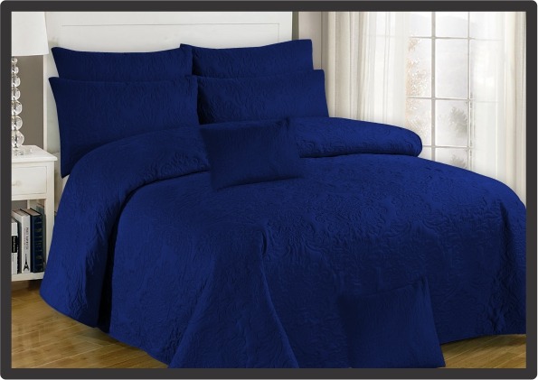 Blue Embossed Bed Sheet - 3 Pcs