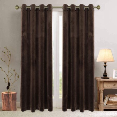 Brown Velvet Curtains Premium Quality ( Set of 2 Pcs )