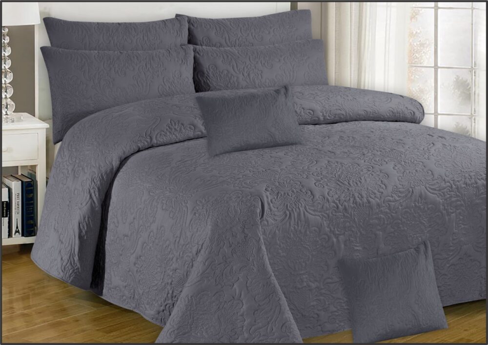 Dark Grey Embossed Bed Sheet – 3 Pcs