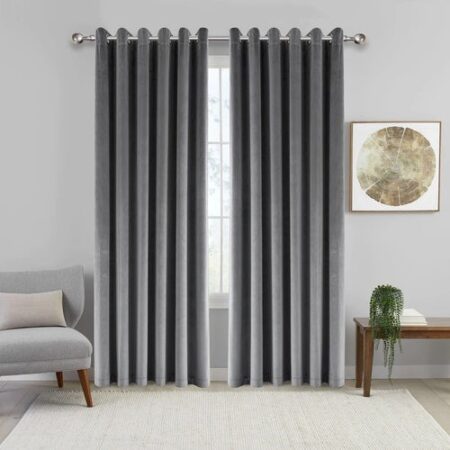Grey Velvet Curtains Premium Quality ( Set of 2 Pcs )
