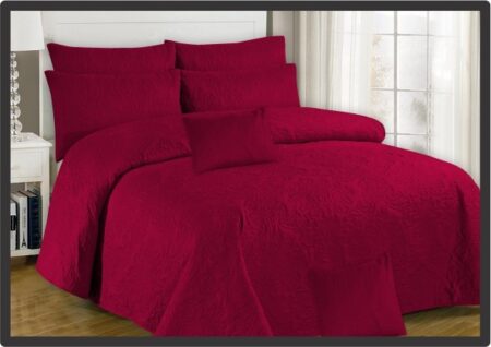 Maroon Embossed Bed Sheet - 3 Pcs