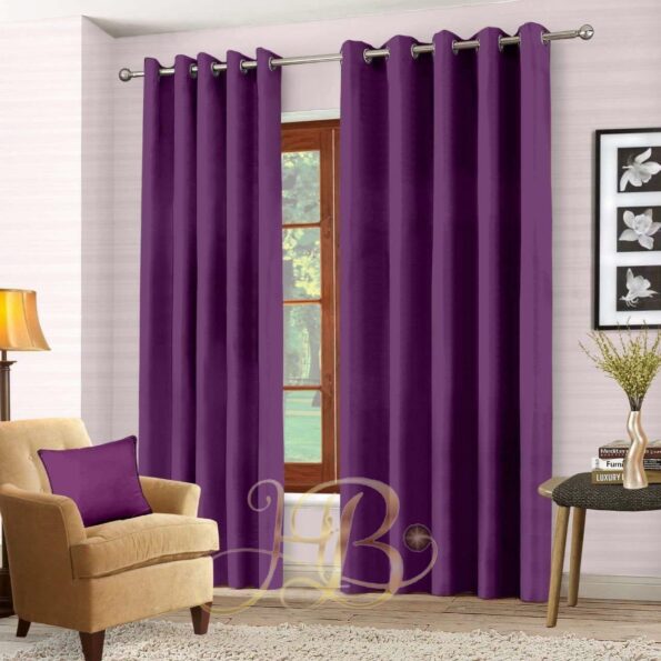 Purple Velvet Curtains Premium Quality ( Set of 2 Pcs )