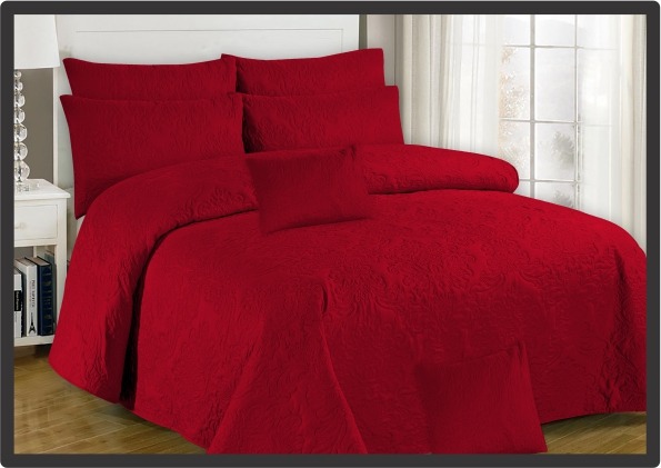 Red Rose Embossed Bed Sheet - 3 Pcs