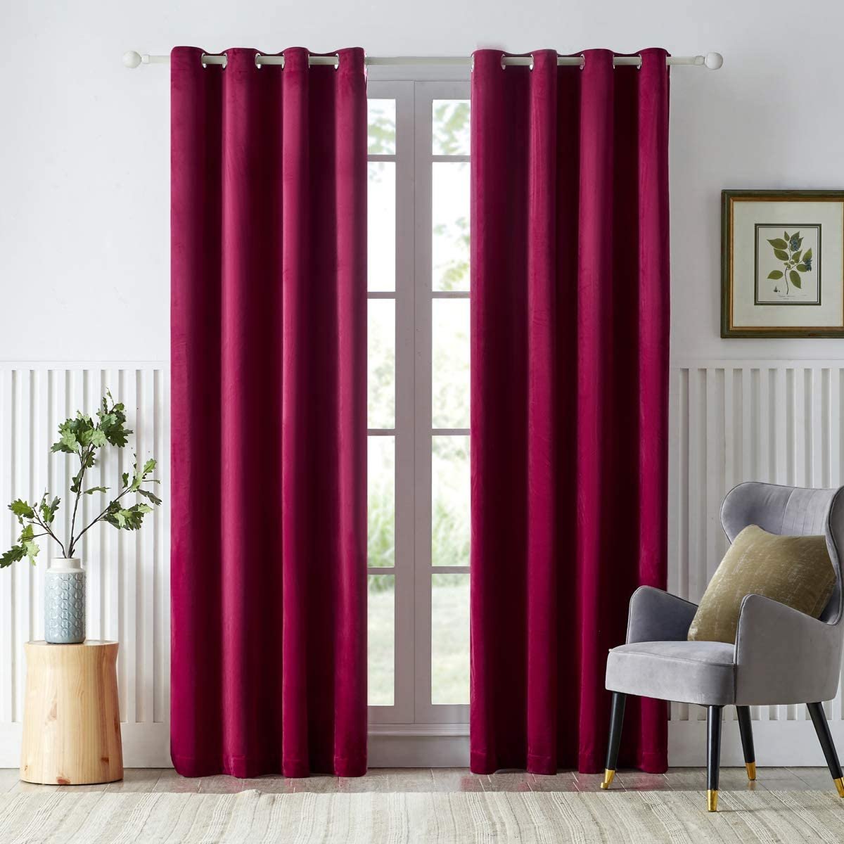 Red Velvet Curtains Premium Quality ( Set of 2 Pcs ) for Sale 2024