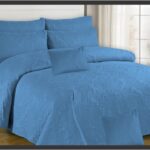 Sky Blue Embossed Bed Sheet – 3 Pcs