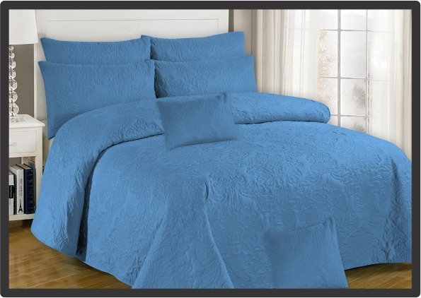 Sky Blue Embossed Bed Sheet – 3 Pcs