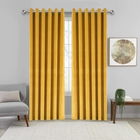 Yellow Velvet Curtains Premium Quality ( Set of 2 Pcs )