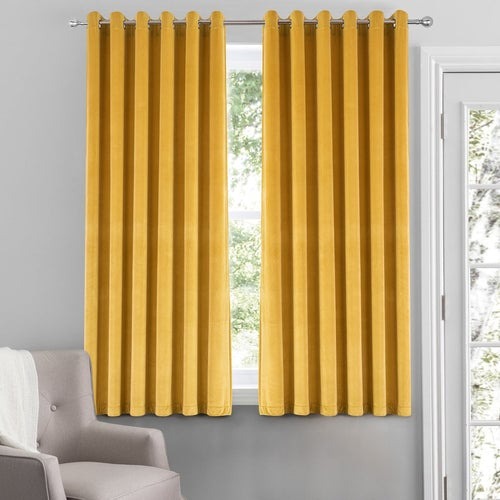Yellow Velvet Curtains Premium Quality ( Set of 2 Pcs ) (2)