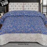 Blue White Border Printed Comforter Set ( 6 PCS – 8 PCS )
