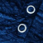 Embossed Blue Velvet Curtains Premium Quality ( Set of 2 Pcs ) 3