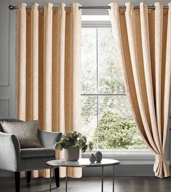 Embossed Off White Velvet Curtains Premium Quality ( Set of 2 Pcs )