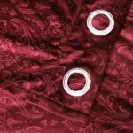 Embossed Red Velvet Curtains Premium Quality ( Set of 2 Pcs ) 3