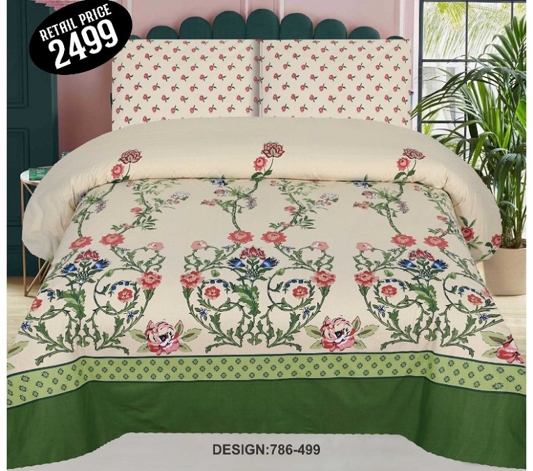 Green Border Printed Comforter Set ( 6 PCS – 8 PCS )