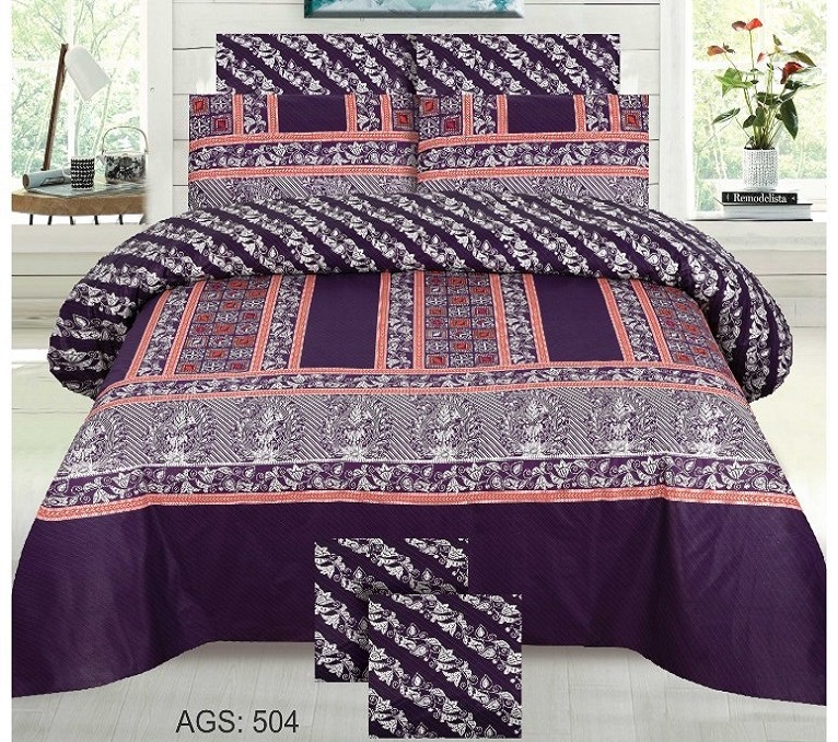 Purple Border Printed Comforter Set ( 6 PCS – 8 PCS )