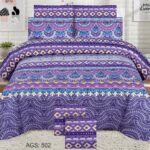 Purple White Printed Comforter Set ( 6 PCS – 8 PCS )