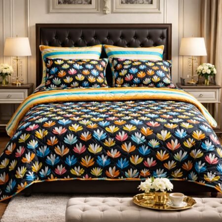 Flower Printed Comforter Set ( 6 PCS – 8 PCS )