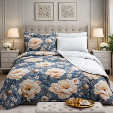 Flower Printed Comforter Set ( 6 PCS – 8 PCS )