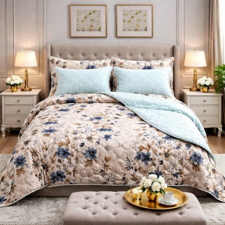 Flower Printed Comforter Set ( 6 PCS – 8 PCS )