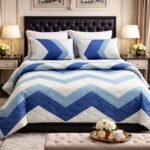 White Blue Printed Comforter Set ( 6 PCS – 8 PCS )