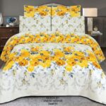 White and Yellow Printed Comforter Set ( 6 PCS – 8 PCS )