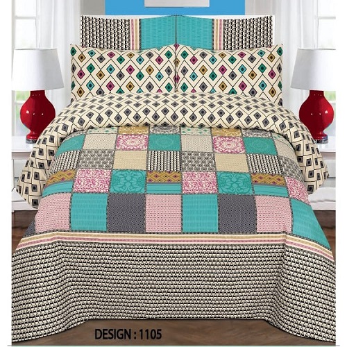Multicolor Box Cotton Printed Bed Sheet Set