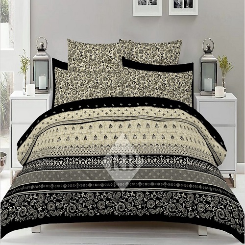 Black White Printed Bedding Set With 2 Pillow Covers
