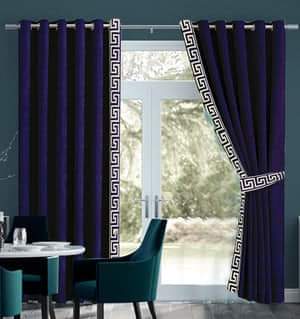 Blue Luxury Velvet Curtains ( Set of 2 Pcs & Belts )
