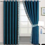 Cyan Blue Luxury Velvet Curtains ( Set of 2 Pcs & Belts )