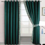 Green Luxury Velvet Curtains ( Set of 2 Pcs & Belts )