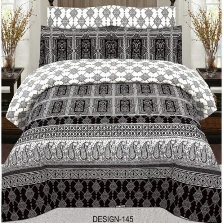 Lining Black White Printed Comforter Set ( 6 PCS – 8 PCS )