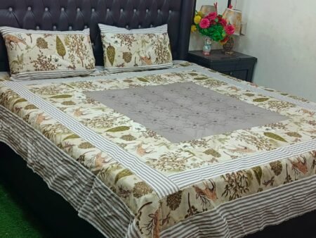 Printed Patchwork Embroidered Bed Sheet GN Design (10)