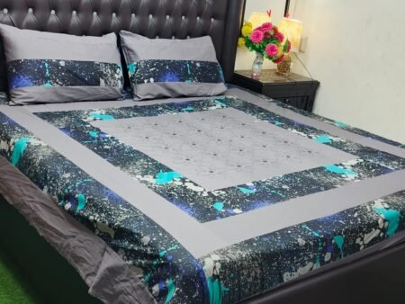 Printed Patchwork Embroidered Bed Sheet GN Design (12)
