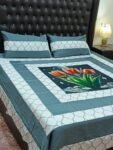 Printed Patchwork Embroidered Bed Sheet GN Design (77)