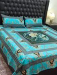 Printed Patchwork Embroidered Bed Sheet GN Design (85)